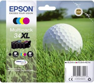 Epson Original 34 Tinte Golfball (WF-3720DWF, WF-3725DWF) Multipack 4-farbig: Mehr Farbe, Mehr Leistung, Mehr Wert